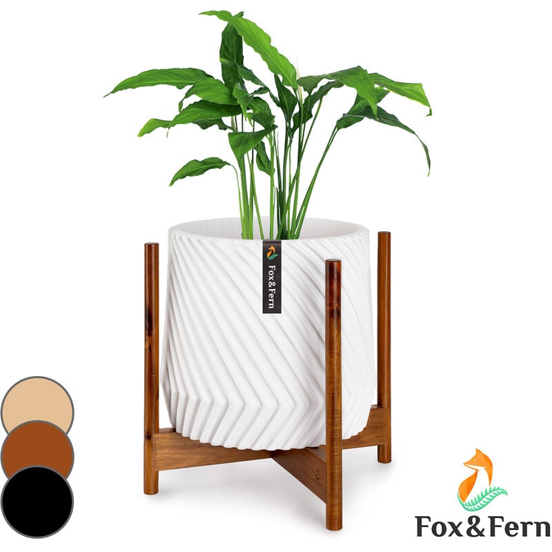 Support de Pot de Fleur Interieur en Bois, Support Pot de Plante, Porte Plante Interieur et Exterieur, Robuste et Réglable, Etagère Plante en Bambou,