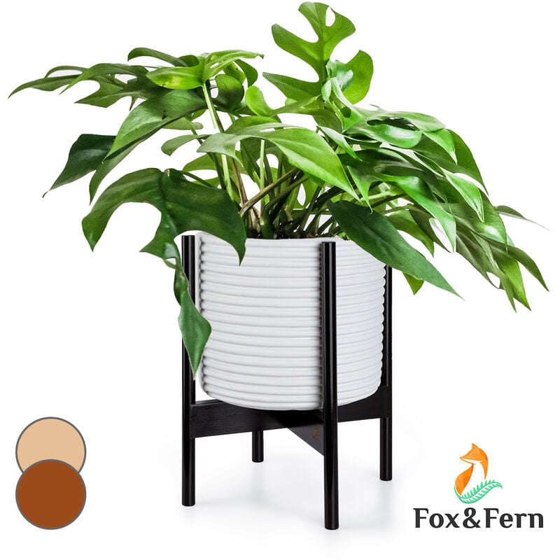 Fox&fern - Support de Pot de Fleur Interieur en Bois, Support Pot de Plante, Porte Plante Interieur et Exterieur, Robuste et Réglable, Etagère Plante