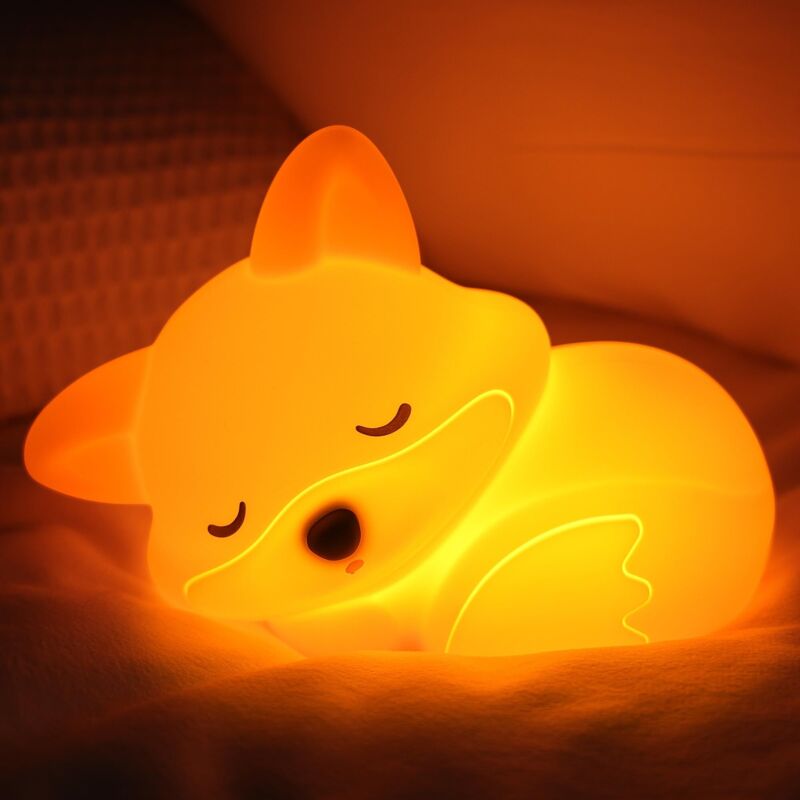 Fox Night Light - Soft and Portable LED Silicone Lamp - Timer Function and Dimmable Light - For Children, Babies, Breastfeeding