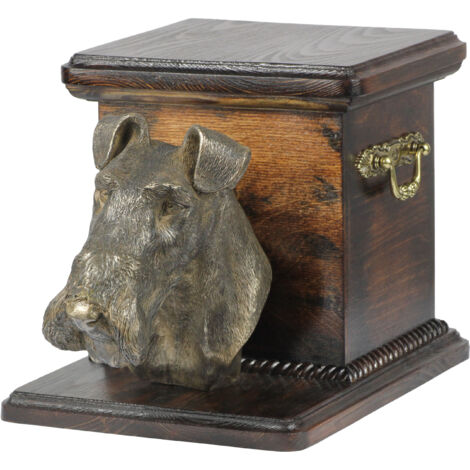 Fox Terrier à poil dur - une urne pour les cendres de chien avec une statuette, une urne élégante pour un chien, une urne unique avec un buste de chien d'Art-Dog
