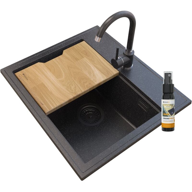 Granitan - foxal évier en granit tacheté + mitigeur granit