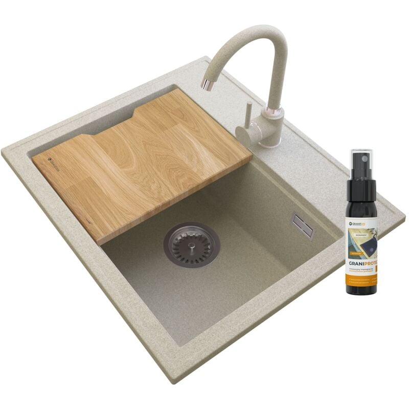 Granitan - foxal évier granit beige + mitigeur beige