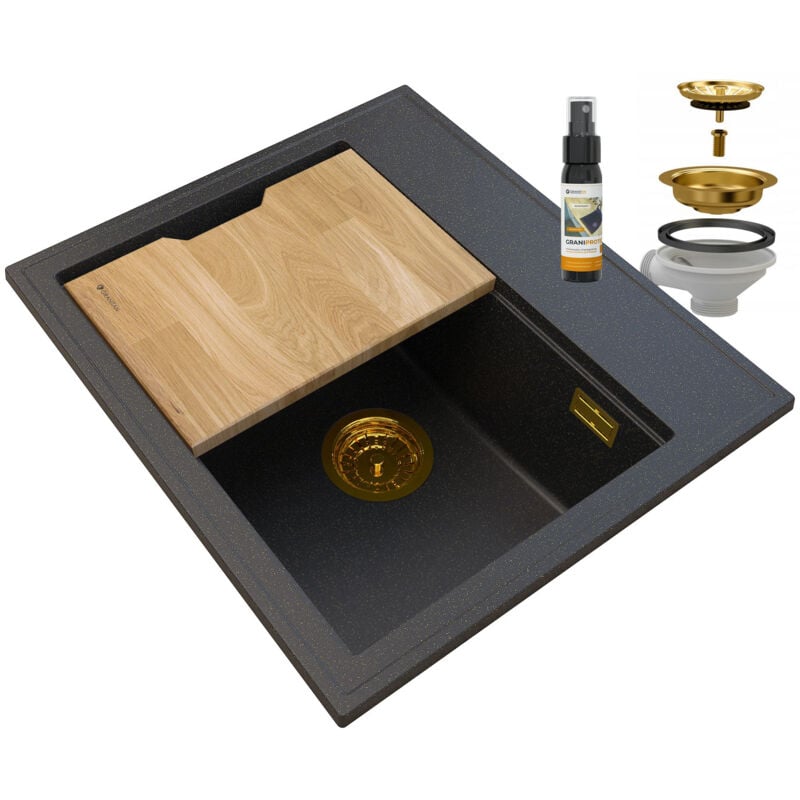 Foxal or granit évier siphon or