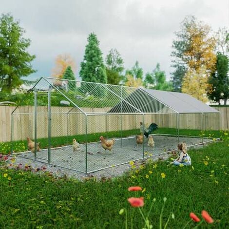 FoxHunter Chicken Pet Run Cage Walk In Coop Kennel Rabbit Dog Puppy Poultry Hen Animal Hutch House Enclosure Playpen Outdoor Shade Running 3X8X2M