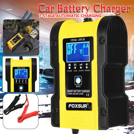 Caricabatterie e Mantenitore Auto, 12V 6A 5A 3A Automatico Intelligente Carica  batteria con Schermo LCD,Caricabatteria Auto Portatile per Auto, Moto,  Scooter, Barca, Camper : : Auto e Moto