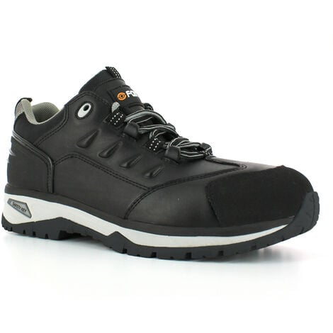 Foxter - Chaussures de sécurité | Hommes | Basses | Baskets de Travail | Légères et Respirantes | SafetyKey : Grand Confort | Imperméable | Cuir Noir | S3 SRC HRO