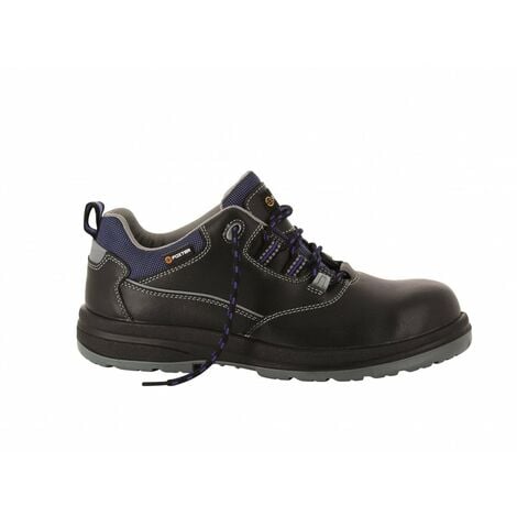 Foxter - Chaussures de sécurité | Mixte : Hommes et Femmes | Basses | Respirantes | Imperméable | Sans métal | Cuir Noir | S3 SRC
