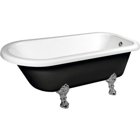 FOXTROT Bain libre 170x75x64cm, Chrome Matt Legs, Noir/Blanc