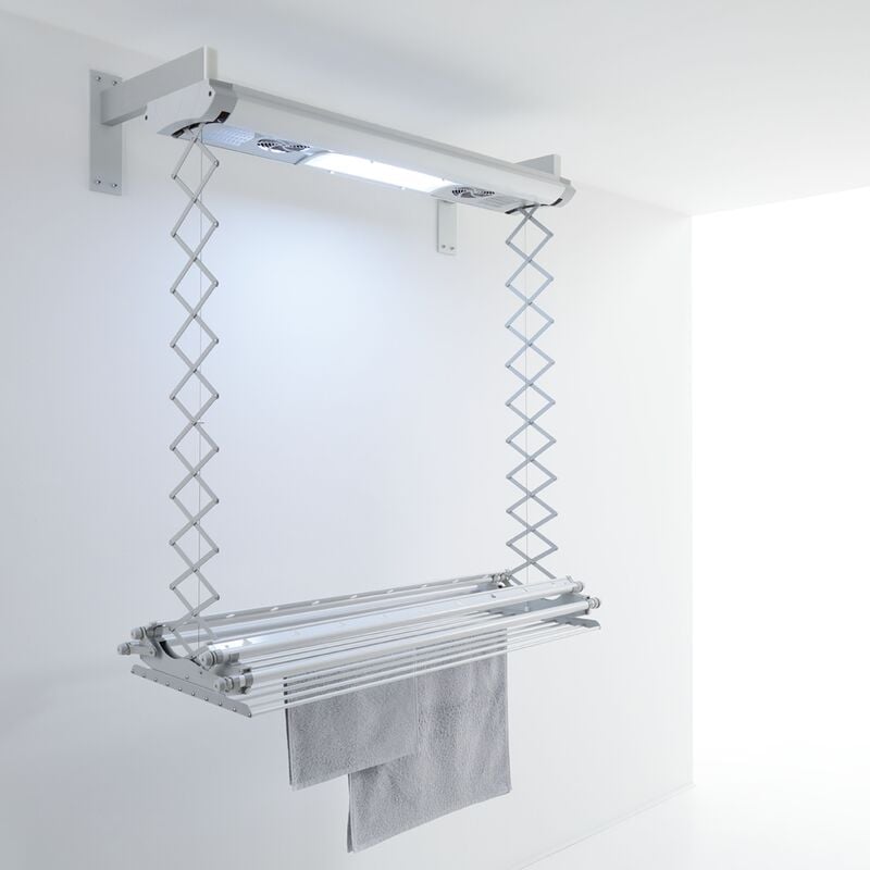 Air for Wall installation, Étendoir, Séchoir à linge électrique à air, à suspendre au mur, télécommandé, sans encombrement 120 - Gris - Foxydry