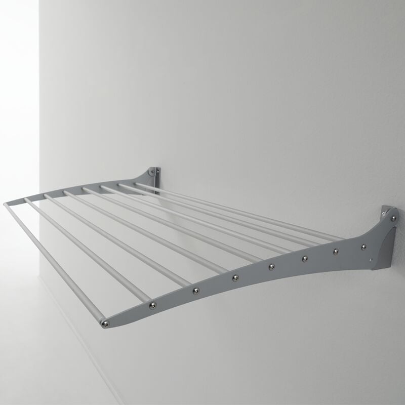 Foxydry Fold Étendoir à linge, Séchoir à linge mural et pliable en aluminium et acier, 80x57x9 cm