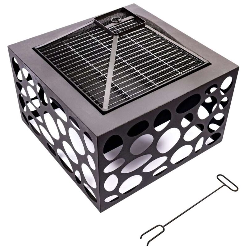 Foyer avec grille de barbecue Mikor Noir Redfire