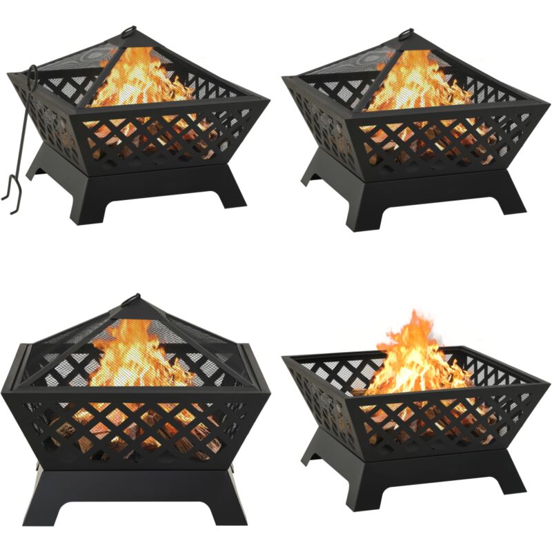 Vidaxl - Foyer avec tisonnier 64 cm xxl Acier - foyer - foyers - Home & Living - Noir