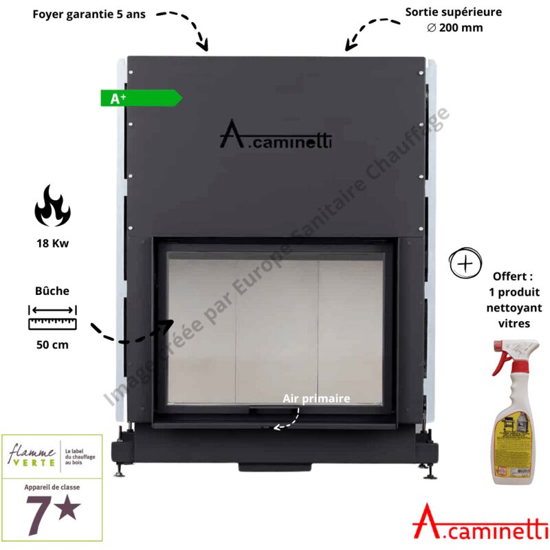 Foyer bois Flat 90 x 50 A.Caminetti