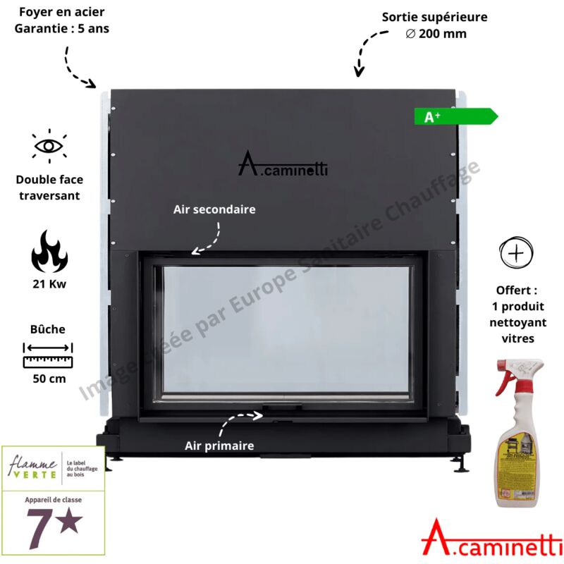 Foyer bois Flat w 120 x 60 Double Face A.Caminetti