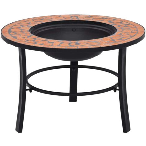 Foyer, Brasero Exterieur, Poêle Chauffant pour Terrasse mosaïque Terre cuite 68 cm Céramique LKF74080