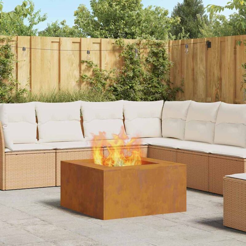 vidaXL Feuerstelle Rostig 80 x 80 x 40 cm Wetterfeststahl