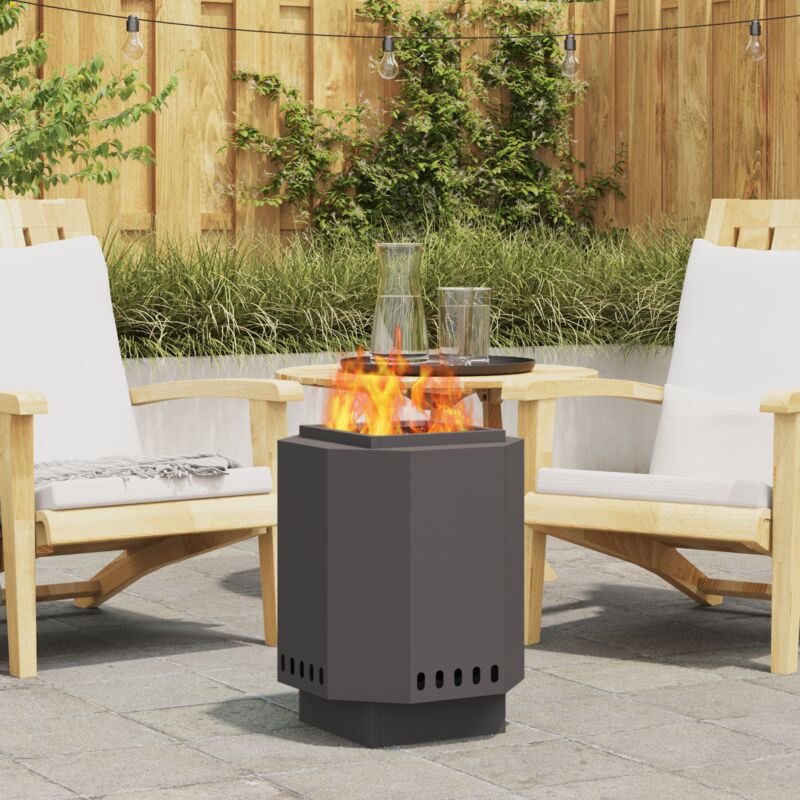 vidaXL Rauchfreie Feuerstelle Schwarz 38 x 38 x 51 cm Wetterfeststahl