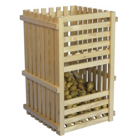 FP – Coffre en bois d'œuvre résineux poncé 2 quintaux – Conception stable pour stockage optimal – Installation facile