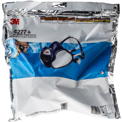 FP – Demi-masque jetable à filtres intégrés – Protection contre vapeurs organiques et gaz acides – Charbon actif – Soupapes d'inhalation larges – 3M