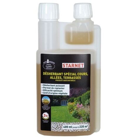 FP – Désherbant bio ultra concentré 500 g/L – Efficacité en 3h – Autodoseur pratique – Pour cour, allée et terrasse – 400ml
