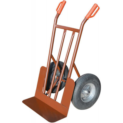 FP – Diable 500 kg – Structure en acier laqué – Roues pneumatiques 400x100mm – Pour surfaces variées et chantiers humides