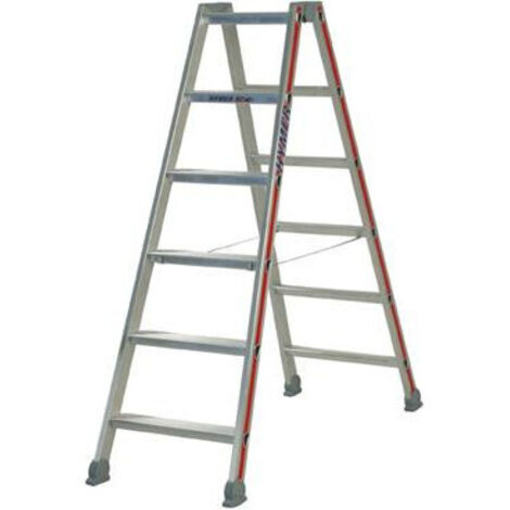 FP – Escabeau double 2x3 marches – Hauteur max. de travail 2,2m – Aluminium anodisé léger – Sabots anti-dérapants pour sécurité