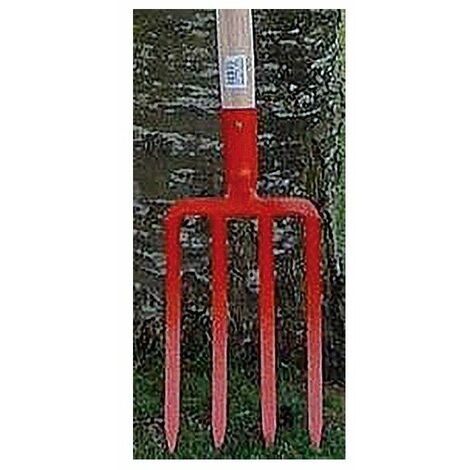 FP – Fourche à bêcher 4 dents en acier forgé – Manche en bois de hêtre PEFC – Largeur de tête 25 cm pour sols légers
