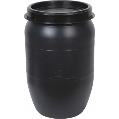 FP – Fût alimentaire 120 litres en plastique noir – Capuchon vis hermétique – Protection contre humidité et contaminants – Stockage sécurisé