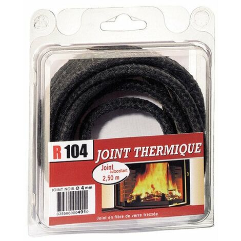 FP – Joint thermique en fibre de verre 4mm – Longueur 2,50m – Colle incluse pour installation facile – Étanchéité foyers et poêles