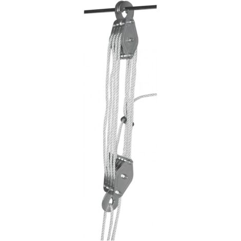 FP – Palan universel 300 kg – Longueur corde 20 m – Matériau polypropylène – Poules de renvoi 8 pour levage efficace