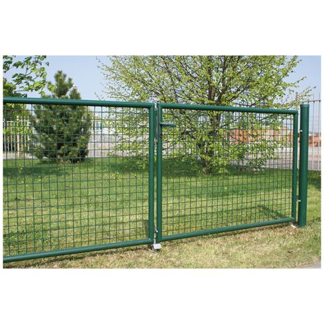 FP – Portail PVC 3000x1500 – Acier galvanisé RAL 6005 – Remplissage maille 50x50mm – Installation facile avec accessoires inclus