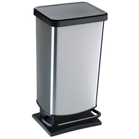 FP – Poubelle de cuisine 40 l à pédale – Polypropylène décor métal – Dimensions L. 35.3 x l. 29.5 x H. 67.6 cm – 1 compartiment