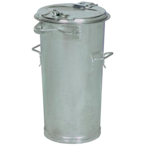 FP – Poubelle d'extérieur 50l en acier galvanisé – Couvercle hermétique – Résistante à la corrosion – Dimensions 700x385mm