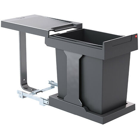 FP – Poubelle sous évier 20L – Encastrable pour meubles 30-90cm – Acier inoxydable – Couvercle fixe anti-odeurs – Glissières silencieuses