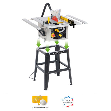 FP – Scie circulaire de table 1800W – Lame Ø 254 mm à 48 dents – Vitesse 4800 tr/min – Capacité de coupe 74 mm à 90°