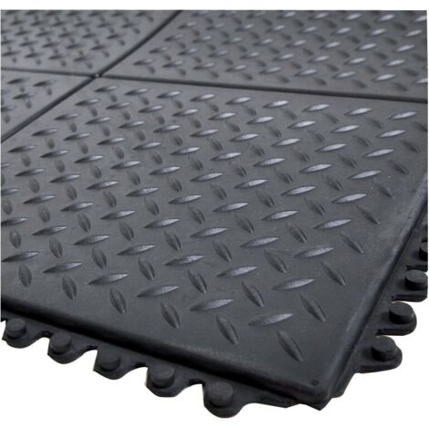 FP – Tapis de sécurité noir mat 900x900x13 mm – Surface antidérapante – Résistant aux températures de -30 °C à +70 °C – SBR/NR