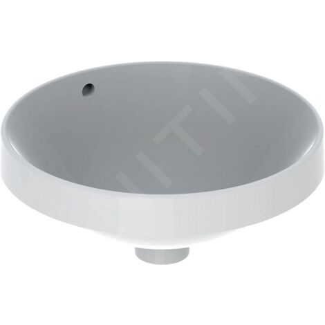 FP – Vasque à encastrer ronde 400 mm – Céramique sanitaire blanche avec trop-plein – Installation facile avec gabarit de découpe