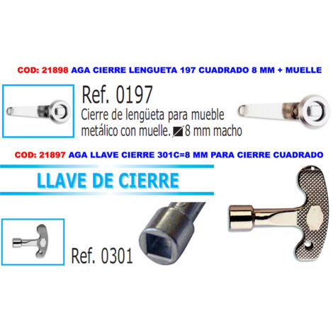 FPLUS aga cierre lengueta 197 cuadrado 8 mm + muelle , aga cierre lengueta 197 cuadrado 8 mm + muelle