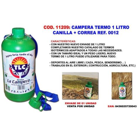 FPLUS campera termo 1 litro + canilla + correa 0012 , campera termo 1 litro + canilla + correa 0012