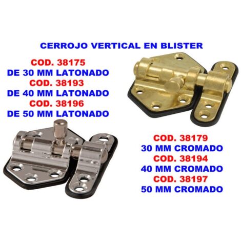 FPLUS cerrojo vertical 30 mm cromado en blister s-731 , cerrojo vertical 30 mm cromado en blister s-731