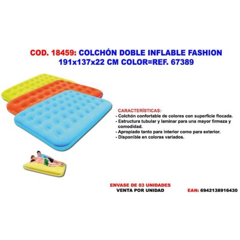 FPLUS colchon doble inflable fashion 191x137x22 cm color 67389