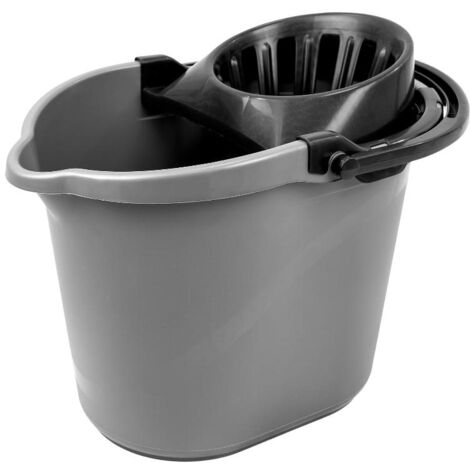 FPLUS cubo fregona-mocho 15 l rectangular con escurridor gris