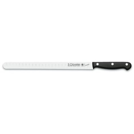 FPLUS cuchillo jamon-salmon 30cm.uniblock , Cuchillo Jamonero-Salmón Uniblock
Acero Inoxidable - Mango POM - Estampado - Alveolado
Referencia 01141
Tamaño 30 cms.
Color NEGRO
Aca