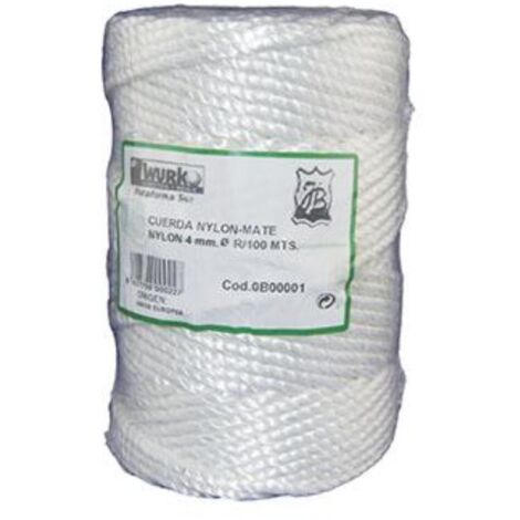 FPLUS cuerda nylon mate 4mm blanca rollo 100mt , Cuerda multifilamentos polipropileno. - Nylon. - Rollo de 200 m. Grosor 4 mm. - Blanco mate. - Cuerda de múltiples usos en la agric