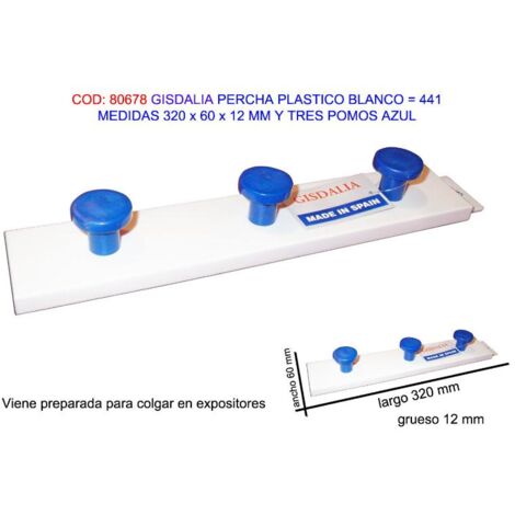 FPLUS gisdalia finstock percha plast 320x60x12mm 3 pomos azul 441
