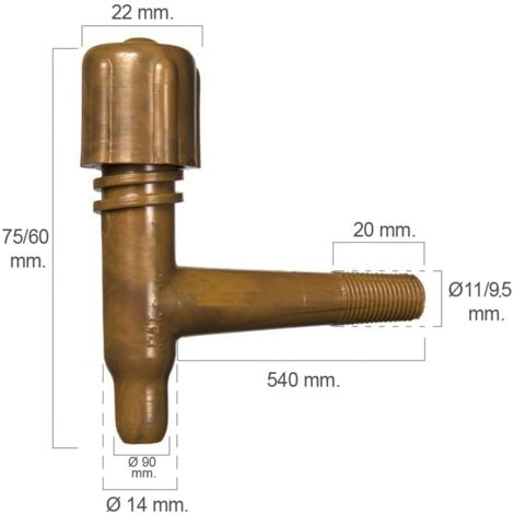 FPLUS grifos plastico recto tonelito de 20 mm rosca 11 mm 400115