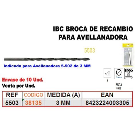 FPLUS ibc fin stock 5-503 broca 3mm recambio para 5-502 , ibc fin stock 5-503 broca 3mm recambio para 5-502