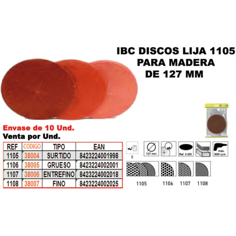 FPLUS ibc finstock 1-107 5 discos lija 127mm madera entrefinos