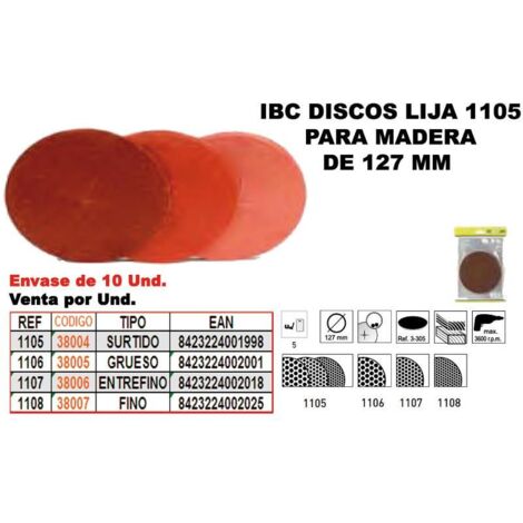 FPLUS ibc finstock 1-108   5 discos lija 127mm madera finos , ibc finstock 1-108   5 discos lija 127mm madera finos