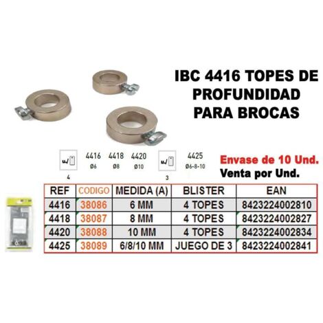 FPLUS ibc finstock  4-416 4 topes profundidad broca  6 , ibc finstock  4-416 4 topes profundidad broca  6